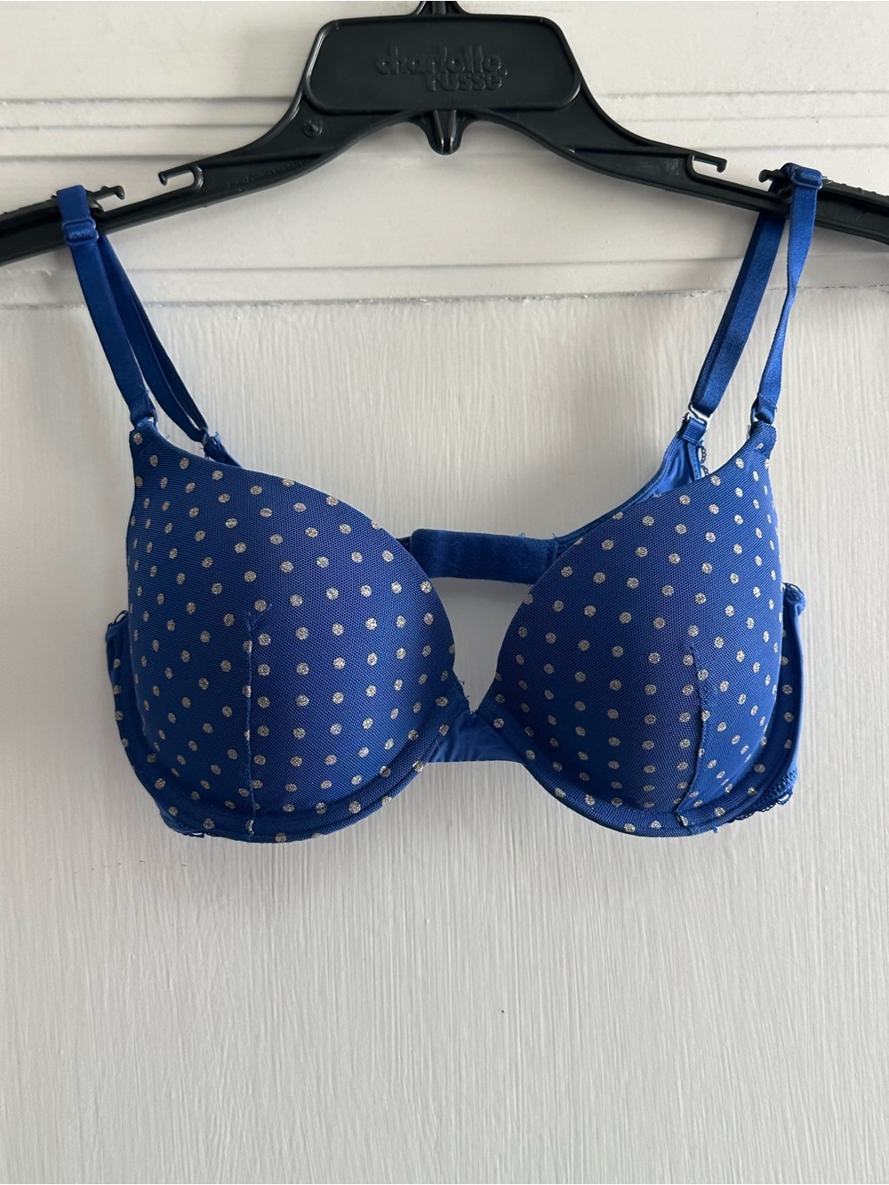 Victoria’s Secret Blue Glitter Polka Dot Underwire Bra - 32D